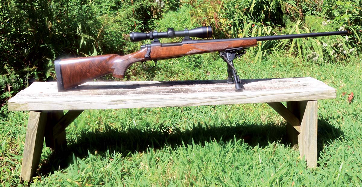 After his hunt in the Yukon, Layne decided he needed an accurate rifle in 300 H&H Magnum and commissioned Lex Webernick of Rifles, Inc. to build it. The blueprinted Remington 700 action has a Lilja 26-inch, 3-groove stainless-steel barrel with a 1:10 twist. The S&K Industries stock consists of a layer of carbon fiber sandwiched between two layers of nicely figured walnut.